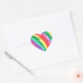 カラフルレインボー子供の絵 ハートシール (封筒)