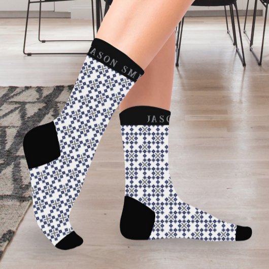 カラフルレインボー対角市松模様にIモノグラム ソックス