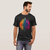 カラフルレインボー森林ツリーの反射野生生物 Tシャツ (正面フル)