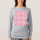 カラフルレインボー水玉 ピンク Tシャツ (正面)
