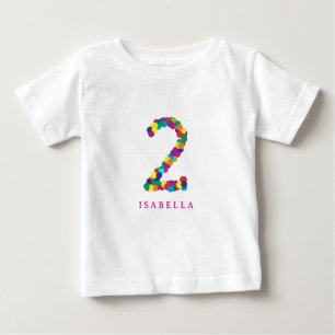 カラフルレインボー2nd/2誕生日Tシャツ ベビーTシャツ