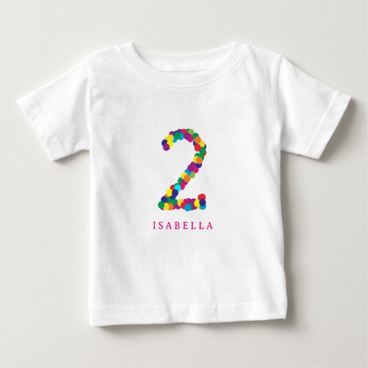 カラフルレインボー2nd/2誕生日Tシャツ ベビーTシャツ (正面)