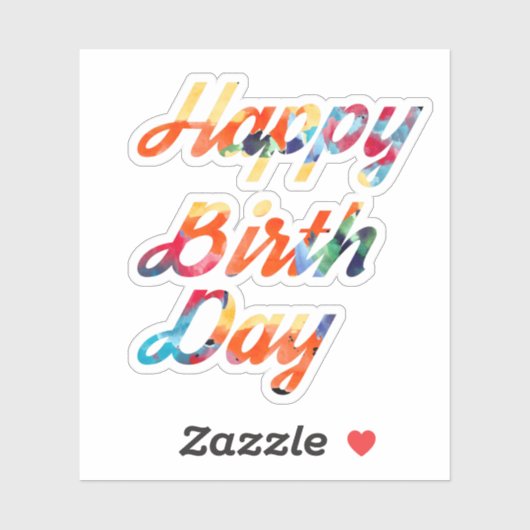 カラフルレインボー お誕生日おめでとう シール (シート)