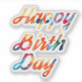 カラフルレインボー お誕生日おめでとう シール (正面)