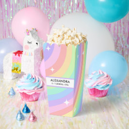 カラフルレインボー 1歳の誕生日ポップコーン フェイバーボックス