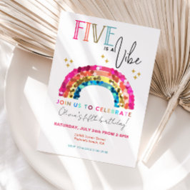 カラフルレインボー 5歳の誕生日 FIVE IS A VIBE 招待状