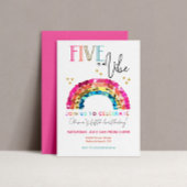 カラフルレインボー 5歳の誕生日 FIVE IS A VIBE 招待状