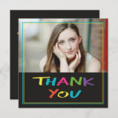 カラフルレタリング卒業写真サンキューカード サンキューカード (正面/裏面)