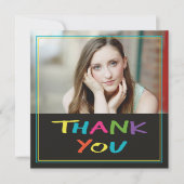 カラフルレタリング卒業写真サンキューカード サンキューカード (正面)