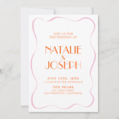 カラフルレトロおもしろいヴィンテージが可愛結婚い 招待状 (正面)