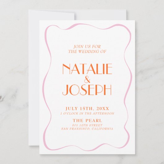 カラフルレトロおもしろいヴィンテージが可愛結婚い 招待状 (正面)