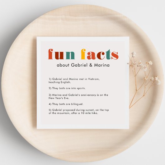 カラフルレトロおもしろい事実の新結婚婚 スタンダードカクテルナプキン