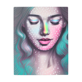 カラフルレトロお洒落ボホポップ・アートのアートウーマン メタルプリント