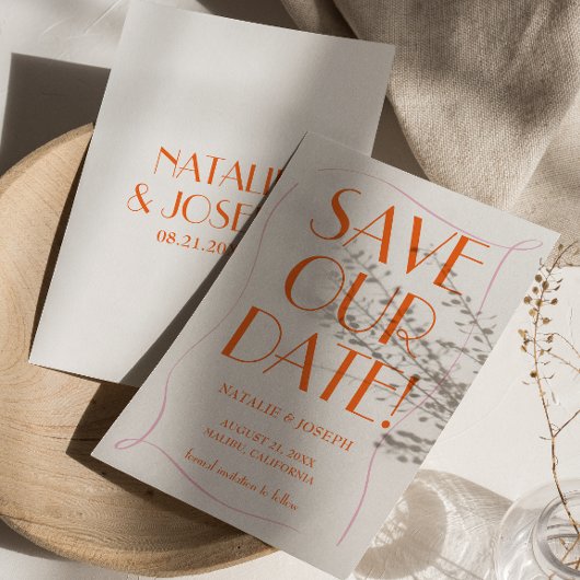 カラフルレトロかわいい明るいヴィンテージユニーク結婚ズ セーブザデート