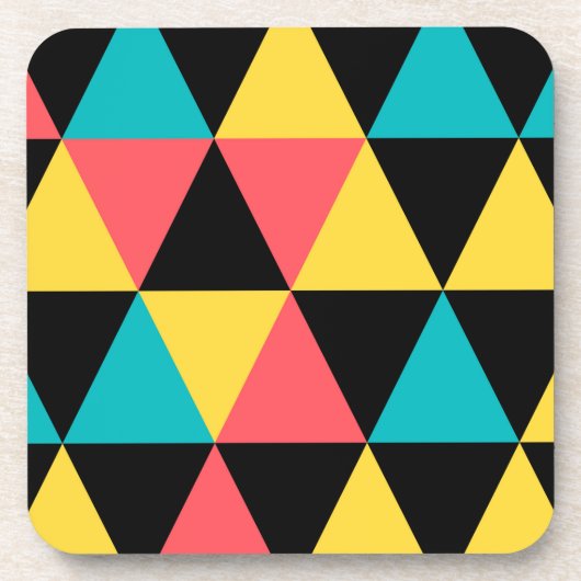 カラフルレトロで明るい幾何学的グラフィックパターン コースター (正面)
