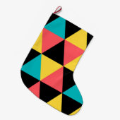 カラフルレトロで明るい幾何学的グラフィックパターン ラージクリスマスストッキング (正面 (吊り時))