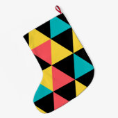 カラフルレトロで明るい幾何学的グラフィックパターン ラージクリスマスストッキング (裏面 (吊り時))
