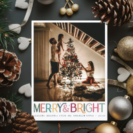 カラフルレトロとブライトメリーキュートスターズホリデイ シーズンポストカード