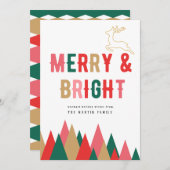 カラフルレトロとメリー明るいクリスマスカード 招待状 (正面/裏面)