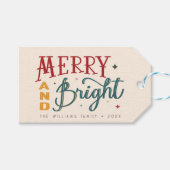 カラフルレトロとメリー明るいクリスマス ギフトタグ (正面(横))