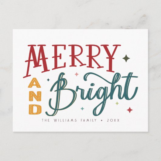 カラフルレトロとメリー明るいクリスマス ポストカード (正面)