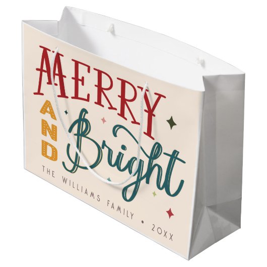 カラフルレトロとメリー明るいクリスマス ラージペーパーバッグ (裏面アングル)