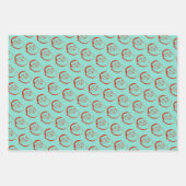 カラフルレトロなサンタクロースのヴィンテージクリスマスプレゼント ラッピングペーパーシート (正面3)