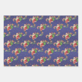 カラフルレトロなサンタクロースのヴィンテージクリスマスプレゼント ラッピングペーパーシート (正面)