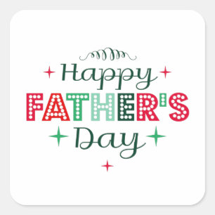 カラフルレトロな幸せな父親の日 スクエアシール
