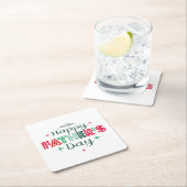 カラフルレトロな幸せな父親の日 スクエアペーパーコースター (インサイチュ)