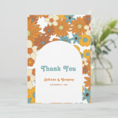 カラフルレトロの花60's 70's Arch 結婚's サンキューカード (スタンド正面)