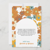 カラフルレトロの花60's 70's Arch 結婚's サンキューカード (裏面)