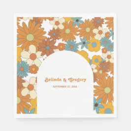 カラフルレトロの花60's 70's Arch 結婚's スタンダードランチョンナプキン