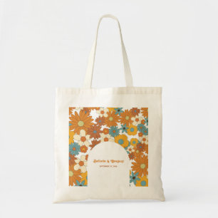 カラフルレトロの花60's 70's Arch 結婚's トートバッグ