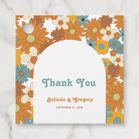 カラフルレトロの花60's 70's Arch 結婚's フェイバータグ (正面)