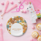 カラフルレトロの花60's 70's Arch 結婚's ペーパープレート (パーティー)