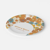 カラフルレトロの花60's 70's Arch 結婚's ペーパープレート (アングル)