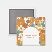 カラフルレトロの花60's 70's Arch 結婚's マグネット (正面/裏面)