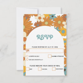 カラフルレトロの花60's 70's Arch 結婚's 出欠カード