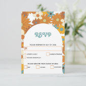 カラフルレトロの花60's 70's Arch 結婚's 出欠カード (スタンド正面)