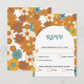 カラフルレトロの花60's 70's Arch 結婚's 出欠カード (正面/裏面)