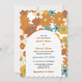 カラフルレトロの花60's 70's Arch 結婚's 招待状