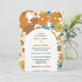 カラフルレトロの花60's 70's Arch 結婚's 招待状 (スタンド正面)