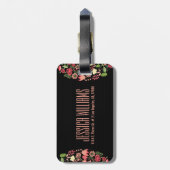 カラフルレトロの花(黒いストライプ花) ラゲッジタグ (裏面縦)