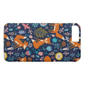 カラフルレトロの鳥のキツネと花のパターン Case-Mate iPhoneケース (裏面(横))