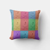 カラフルレトロアポップ・アートのートカスタムドッグペットフォトグリッド クッション (正面)