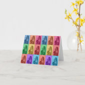 カラフルレトロアポップ・アートのートモダンカスタムフォトグリッド カード (黄色い花)