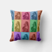 カラフルレトロアポップ・アートのートモダンカスタムフォトグリッド クッション (裏面)