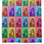 カラフルレトロアポップ・アートのートモダンカスタムフォトグリッド シャワーカーテン (正面)