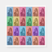 カラフルレトロアポップ・アートのートモダンカスタムフォトグリッド スタンダードランチョンナプキン (正面)
